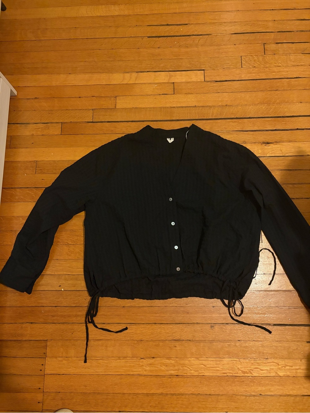 Arket Black Women’s Button-Front Drawstring Hem Top NWT